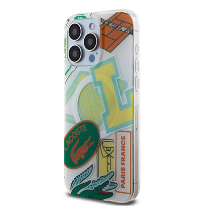 iPhone 15 Pro Max Kılıf Lacoste Orjinal Lisanslı M-safe Şarj Özellikli Çift Katmanlı Yamalar Desenli Kılıf