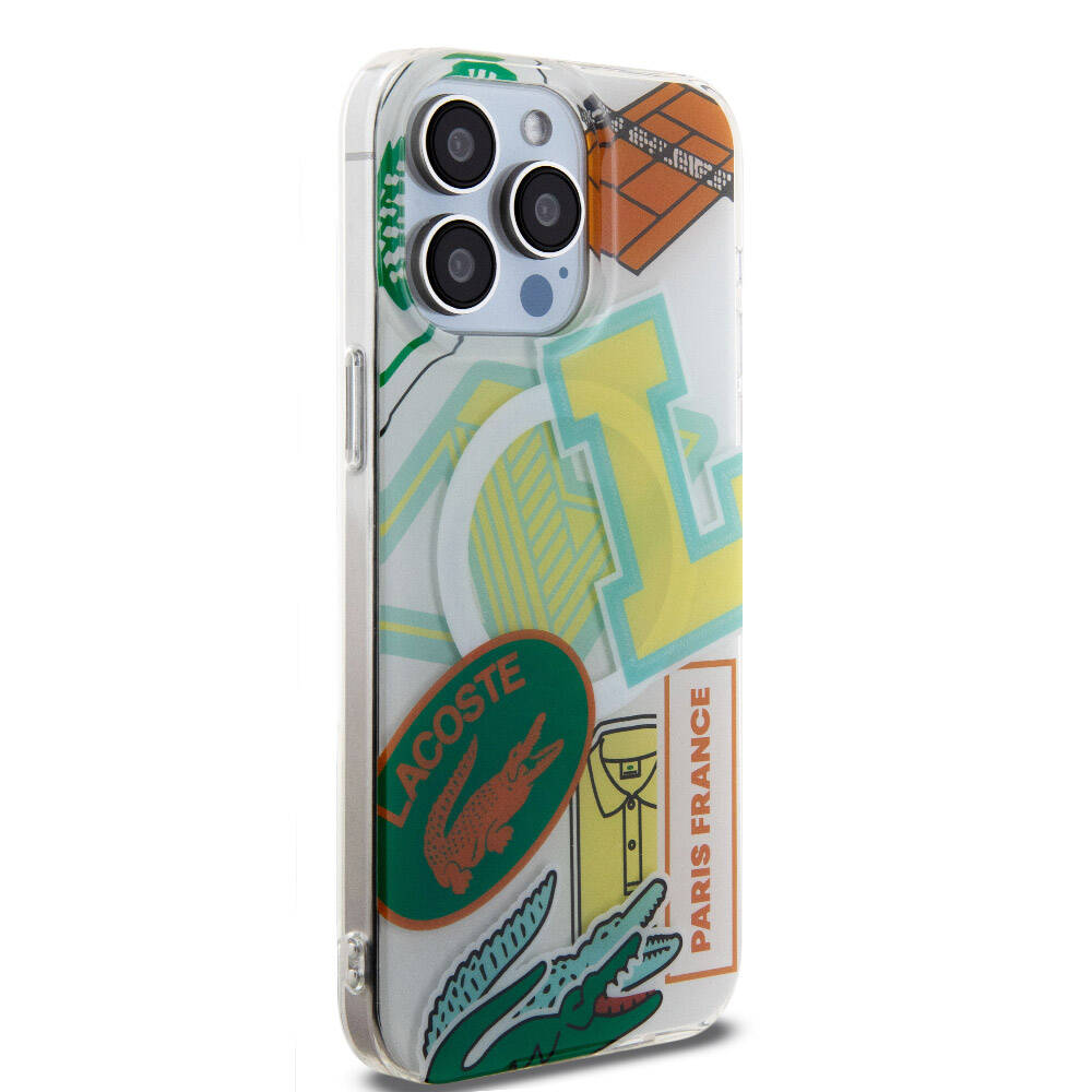 iPhone 15 Pro Max Kılıf Lacoste Orjinal Lisanslı M-safe Şarj Özellikli Çift Katmanlı Yamalar Desenli Kılıf