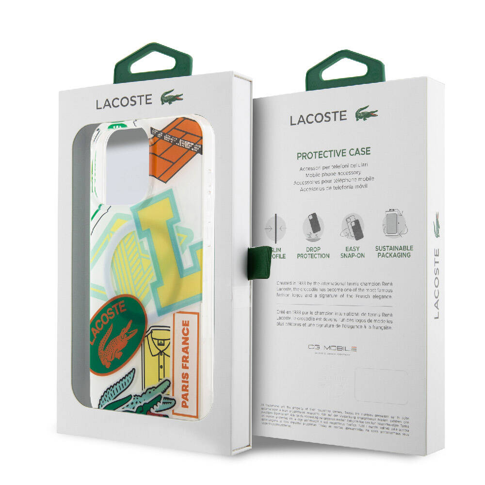iPhone 15 Pro Max Kılıf Lacoste Orjinal Lisanslı M-safe Şarj Özellikli Çift Katmanlı Yamalar Desenli Kılıf