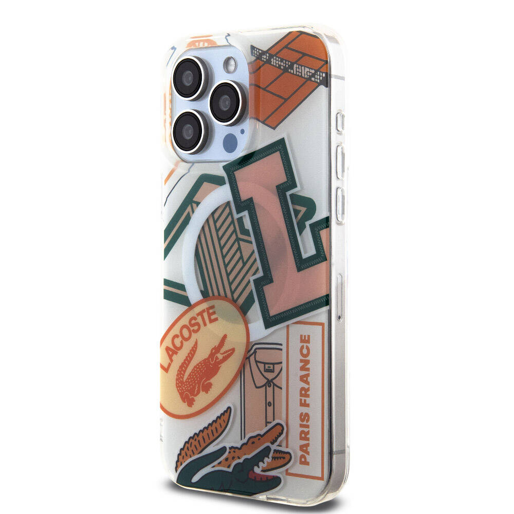 iPhone 15 Pro Max Kılıf Lacoste Orjinal Lisanslı M-safe Şarj Özellikli Çift Katmanlı Yamalar Desenli Kılıf