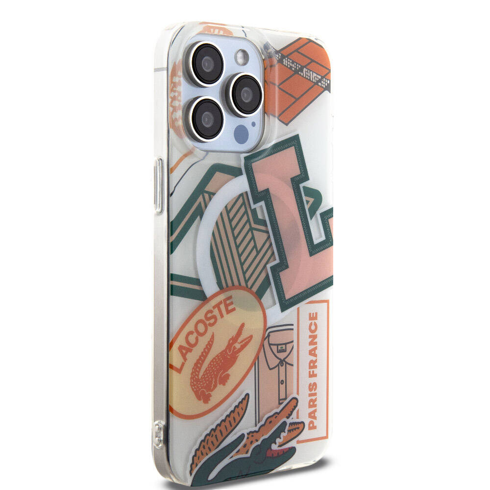 iPhone 15 Pro Max Kılıf Lacoste Orjinal Lisanslı M-safe Şarj Özellikli Çift Katmanlı Yamalar Desenli Kılıf