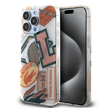 iPhone 15 Pro Max Kılıf Lacoste Orjinal Lisanslı M-safe Şarj Özellikli Çift Katmanlı Yamalar Desenli Kılıf