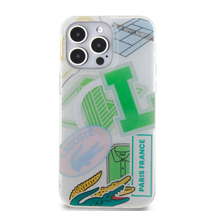 iPhone 15 Pro Max Kılıf Lacoste Orjinal Lisanslı M-safe Şarj Özellikli Çift Katmanlı Yamalar Desenli Kılıf