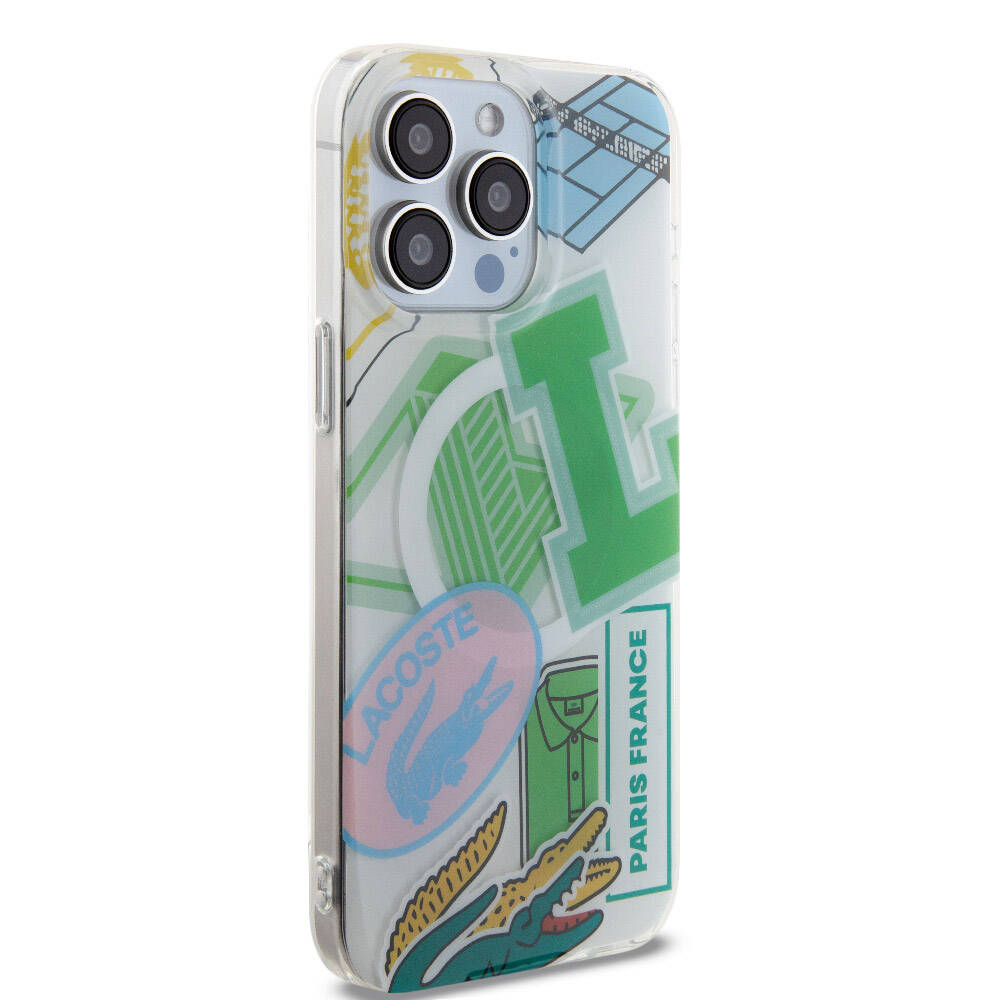 iPhone 15 Pro Max Kılıf Lacoste Orjinal Lisanslı M-safe Şarj Özellikli Çift Katmanlı Yamalar Desenli Kılıf