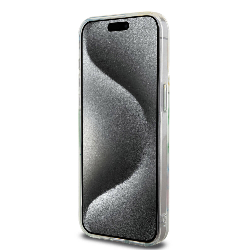 Apple iPhone 15 Pro Max Kılıf Lacoste Orjinal Lisanslı Magsafe Şarj Özellikli Çift Katmanlı Yamalar Desenli Kapak Mavi