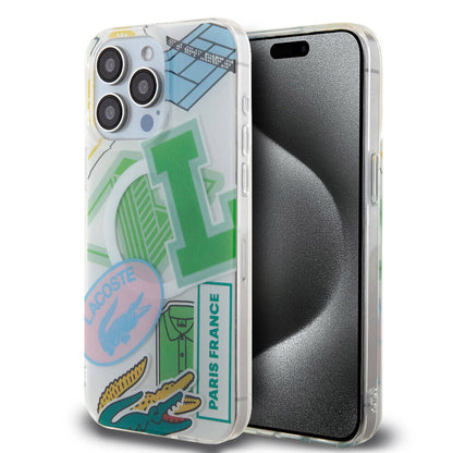 iPhone 15 Pro Max Kılıf Lacoste Orjinal Lisanslı M-safe Şarj Özellikli Çift Katmanlı Yamalar Desenli Kılıf