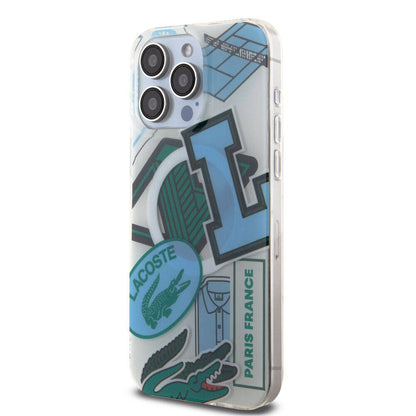 iPhone 15 Pro Max Kılıf Lacoste Orjinal Lisanslı M-safe Şarj Özellikli Çift Katmanlı Yamalar Desenli Kılıf