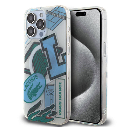 iPhone 15 Pro Max Kılıf Lacoste Orjinal Lisanslı M-safe Şarj Özellikli Çift Katmanlı Yamalar Desenli Kılıf