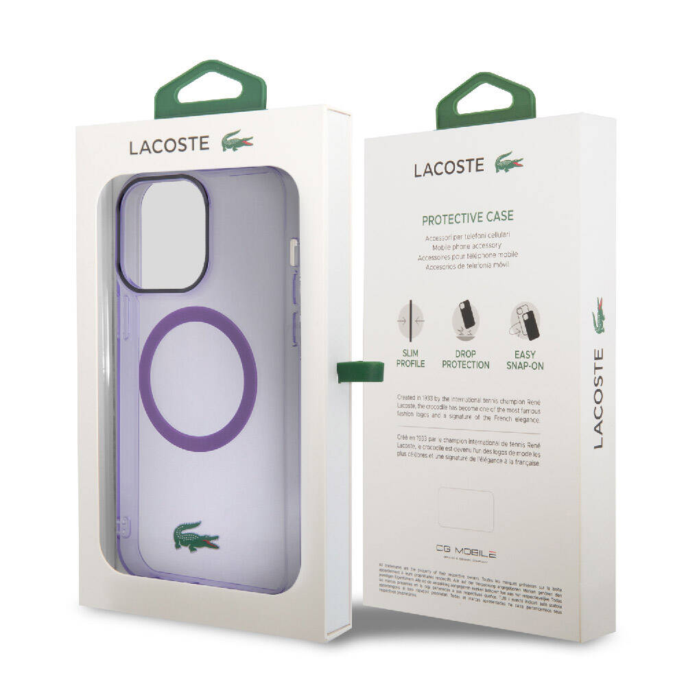 iPhone 15 Pro Max Kılıf Lacoste Orjinal Lisanslı M-safe Şarj Özellikli İkonik Timsah Logolu Hard Parme Kılıf