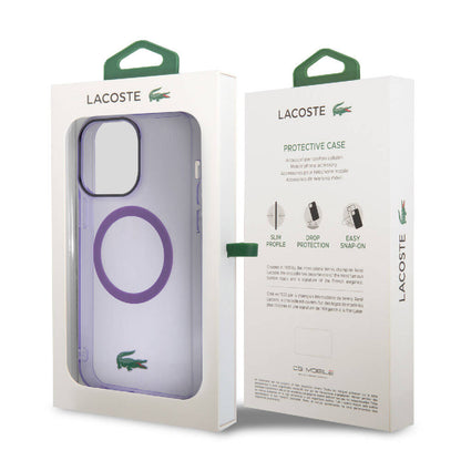 iPhone 15 Pro Max Kılıf Lacoste Orjinal Lisanslı M-safe Şarj Özellikli İkonik Timsah Logolu Hard Parme Kılıf