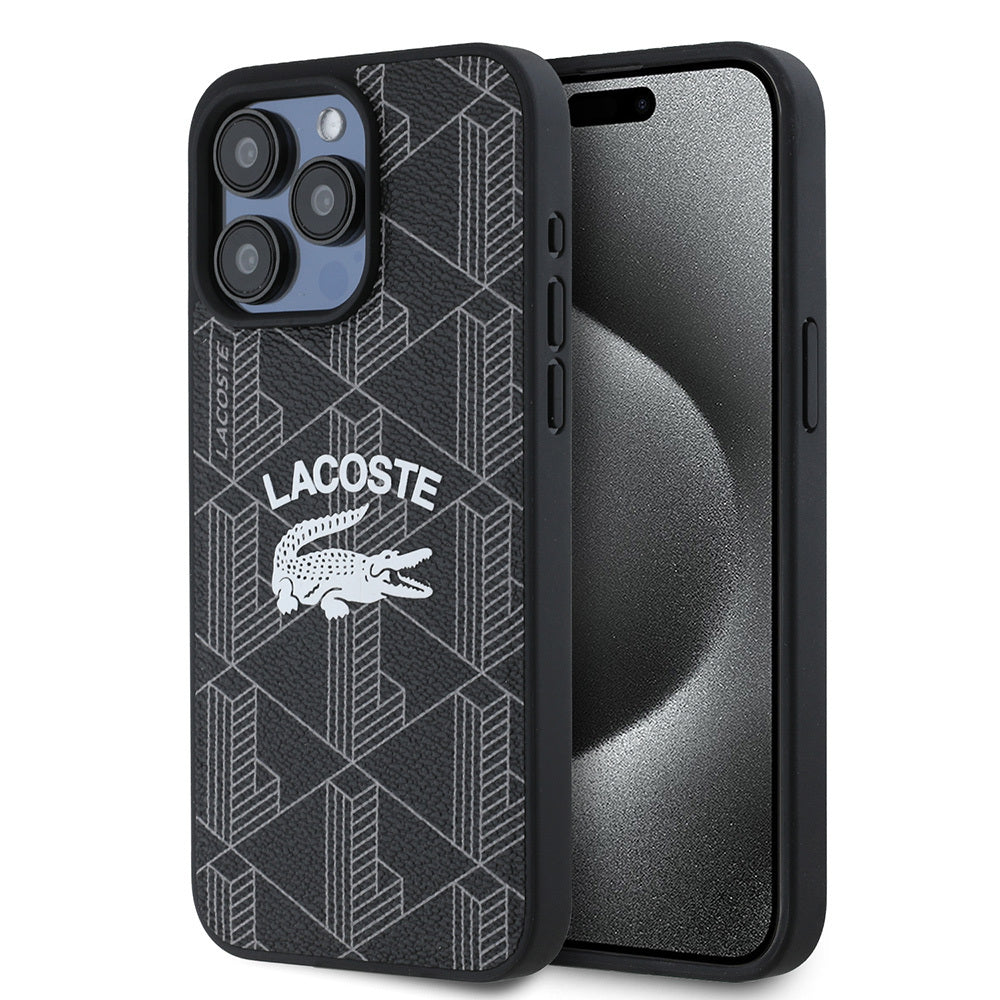 iPhone 15 Pro Max Kılıf Lacoste Orjinal Lisanslı M-safe Şarj Özellikli Mono Vintage Logo Kılıf