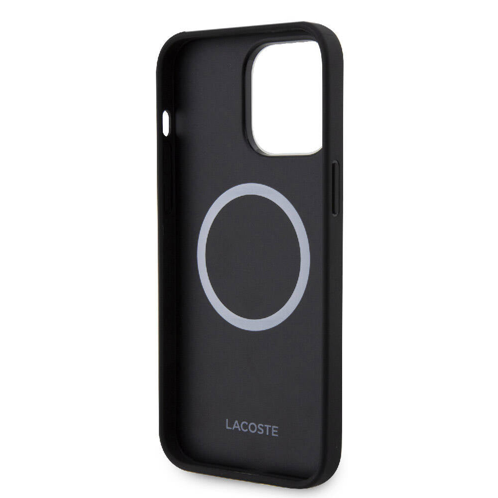 iPhone 15 Pro Max Kılıf Lacoste Orjinal Lisanslı M-safe Şarj Özellikli PU Deri Görünümlü Karışık Monogram Desenli Kılıf