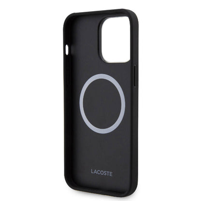 iPhone 15 Pro Max Kılıf Lacoste Orjinal Lisanslı M-safe Şarj Özellikli PU Deri Görünümlü Karışık Monogram Desenli Kılıf