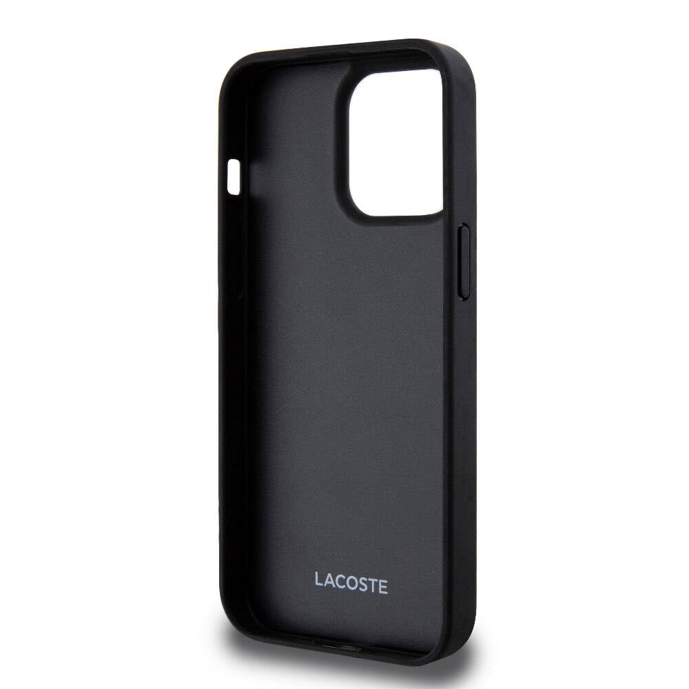 iPhone 15 Pro Max Kılıf Lacoste Orjinal Lisanslı M-safe Şarj Özellikli PU Deri Görünümlü Kartlıklı Karışık Monogram Desenli Kılıf