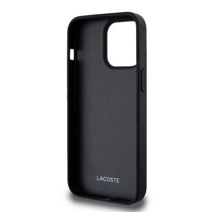 iPhone 15 Pro Max Kılıf Lacoste Orjinal Lisanslı M-safe Şarj Özellikli PU Deri Görünümlü Kartlıklı Karışık Monogram Desenli Kılıf