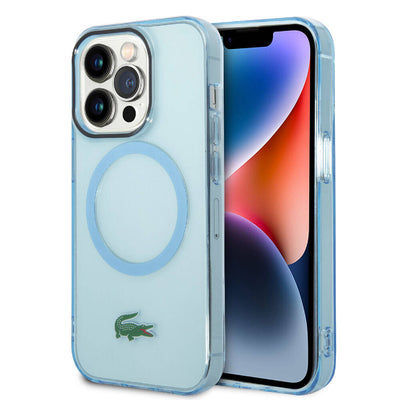 Apple iPhone 15 Pro Max Kılıf Lacoste Orjinal Lisanslı Magsafe Şarj Özellikli Transparan Timsah Logo Baskılı Kapak Yeşil