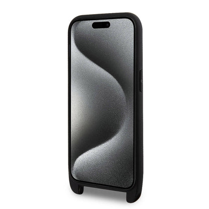 iPhone 15 Pro Max Kılıf Lacoste Orjinal Lisanslı PU Pike Desenli Arka Yüzey Askılı İkonik Timsah Dokuma Logolu Kılıf