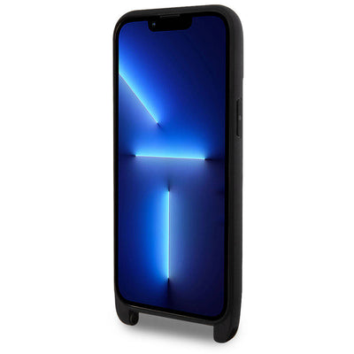 Apple iPhone 15 Pro Max Kılıf Lacoste Orjinal Lisanslı PU Pike Desenli Arka Yüzey Askılı İkonik Timsah Dokuma Logolu Kapak Lacivert