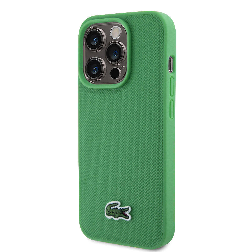 Apple iPhone 15 Pro Max Kılıf Lacoste Orjinal Lisanslı PU Pike Desenli Arka Yüzey İkonik Timsah Dokuma Logolu Kapak Lacivert
