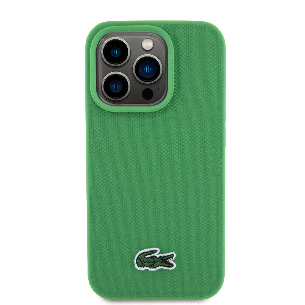 Apple iPhone 15 Pro Max Kılıf Lacoste Orjinal Lisanslı PU Pike Desenli Arka Yüzey İkonik Timsah Dokuma Logolu Kapak Lacivert