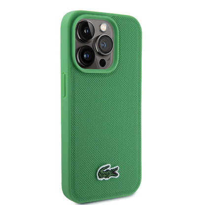 iPhone 15 Pro Max Kılıf Lacoste Orjinal Lisanslı PU Pike Desenli Arka Yüzey İkonik Timsah Dokuma Logolu Kılıf