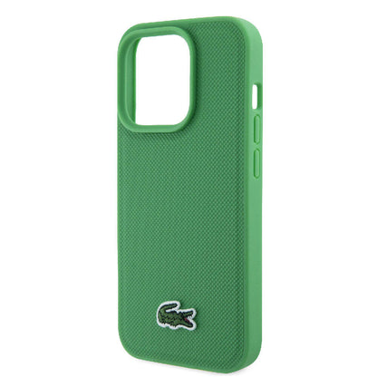 iPhone 15 Pro Max Kılıf Lacoste Orjinal Lisanslı PU Pike Desenli Arka Yüzey İkonik Timsah Dokuma Logolu Kılıf
