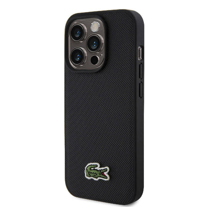 iPhone 15 Pro Max Kılıf Lacoste Orjinal Lisanslı PU Pike Desenli Arka Yüzey İkonik Timsah Dokuma Logolu Kılıf