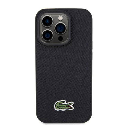 iPhone 15 Pro Max Kılıf Lacoste Orjinal Lisanslı PU Pike Desenli Arka Yüzey İkonik Timsah Dokuma Logolu Kılıf
