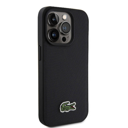 iPhone 15 Pro Max Kılıf Lacoste Orjinal Lisanslı PU Pike Desenli Arka Yüzey İkonik Timsah Dokuma Logolu Kılıf