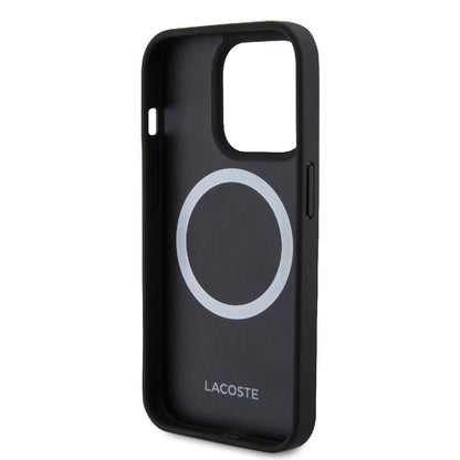 iPhone 15 Pro Max Kılıf Lacoste Orjinal Lisanslı PU Pike Desenli Arka Yüzey İkonik Timsah Dokuma Logolu Kılıf