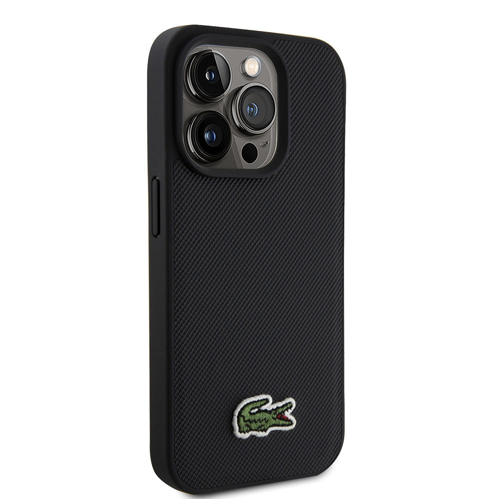 iPhone 15 Pro Max Kılıf Lacoste Orjinal Lisanslı PU Pike Desenli Arka Yüzey İkonik Timsah Dokuma Logolu Kılıf + Type-C Kablo 1.5m