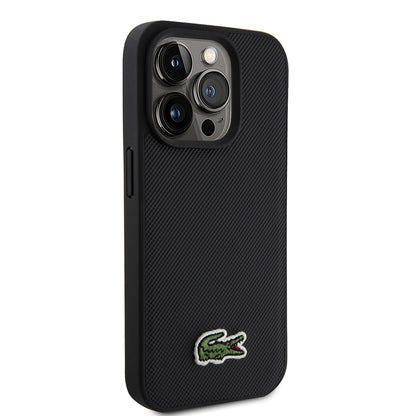 iPhone 15 Pro Max Kılıf Lacoste Orjinal Lisanslı PU Pike Desenli Arka Yüzey İkonik Timsah Dokuma Logolu Kılıf + Type-C Kablo 1.5m