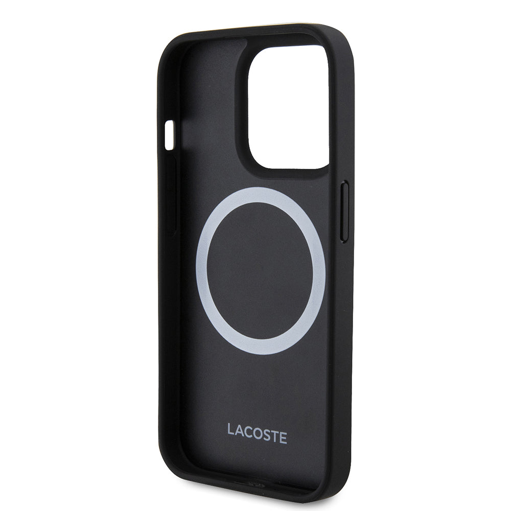 iPhone 15 Pro Max Kılıf Lacoste Orjinal Lisanslı PU Pike Desenli Arka Yüzey İkonik Timsah Dokuma Logolu Kılıf + Type-C Kablo 1.5m