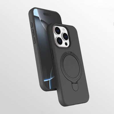 Apple iPhone 15 Pro Max Kılıf M-safe Şarj Özellikli Standlı Zore Samara Kapak Titanyum-Gri