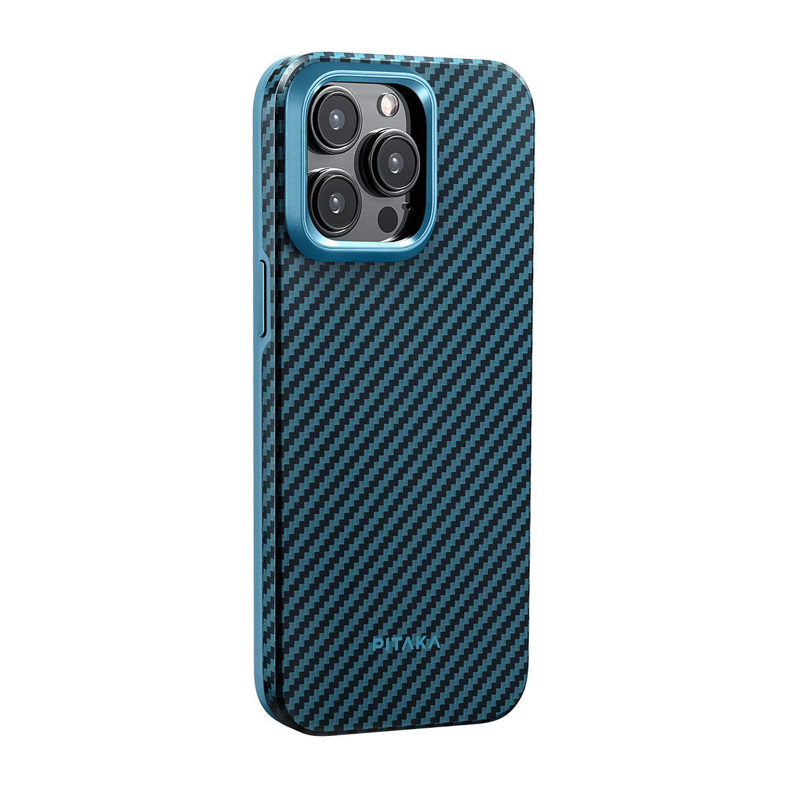 iPhone 15 Pro Max Kılıf M-safe Şarj Özellikli 1500D Aramid Fiber Pitaka Military-Grade Classic Serisi Black-Grey Twill Kılıf