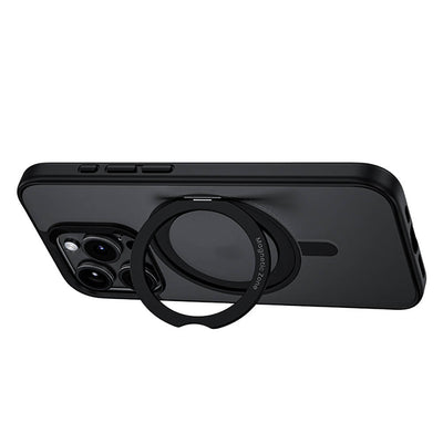 Apple iPhone 15 Pro Max Kılıf Magsafe Şarj Özellikli 360° Dönebilen Benks Pop Stand Kapak Gri