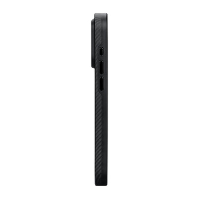 Apple iPhone 15 Pro Max Kılıf Magsafe Şarj Özellikli 600D Aramid Fiber Pitaka Military-Grade Classic Serisi Black-Grey Twill Kapak Siyah-Gri