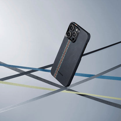 iPhone 15 Pro Max Kılıf M-safe Şarj Özellikli 600D Aramid Fiber Pitaka Tactile Woven Orchestra Serisi Rhapsody Kılıf