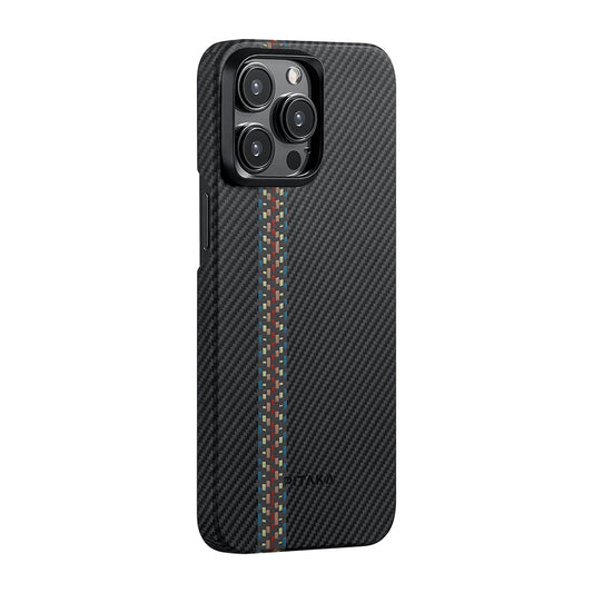 iPhone 15 Pro Max Kılıf M-safe Şarj Özellikli 600D Aramid Fiber Pitaka Tactile Woven Orchestra Serisi Rhapsody Kılıf