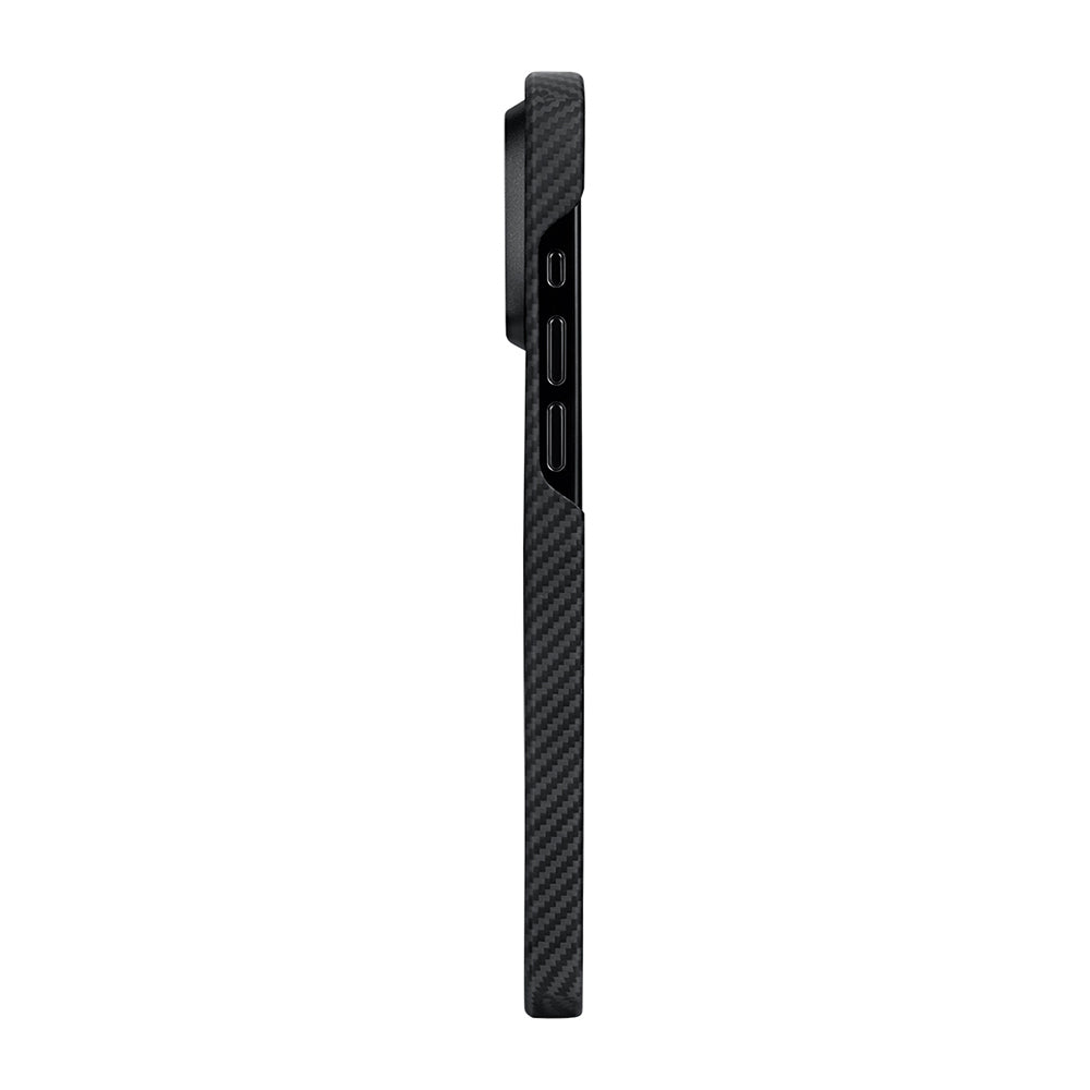 Apple iPhone 15 Pro Max Kılıf Magsafe Şarj Özellikli 600D Aramid Fiber Pitaka Tactile Woven Orchestra Serisi Rhapsody Kapak Siyah