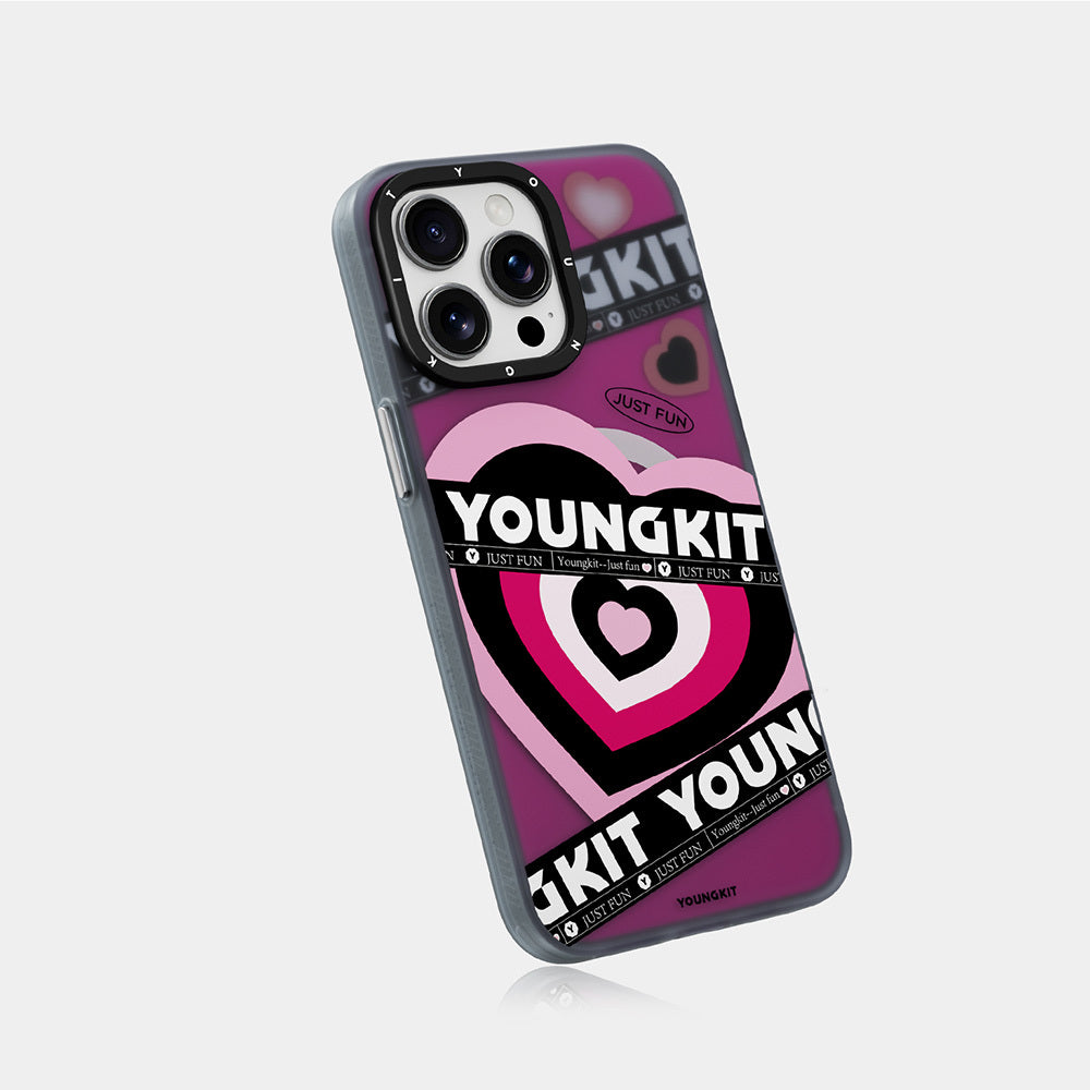 Apple iPhone 15 Pro Max Kılıf Magsafe Şarj Özellikli Airbagli Çift Katmanlı Youngkit Flipped Serisi Kapak Pembe