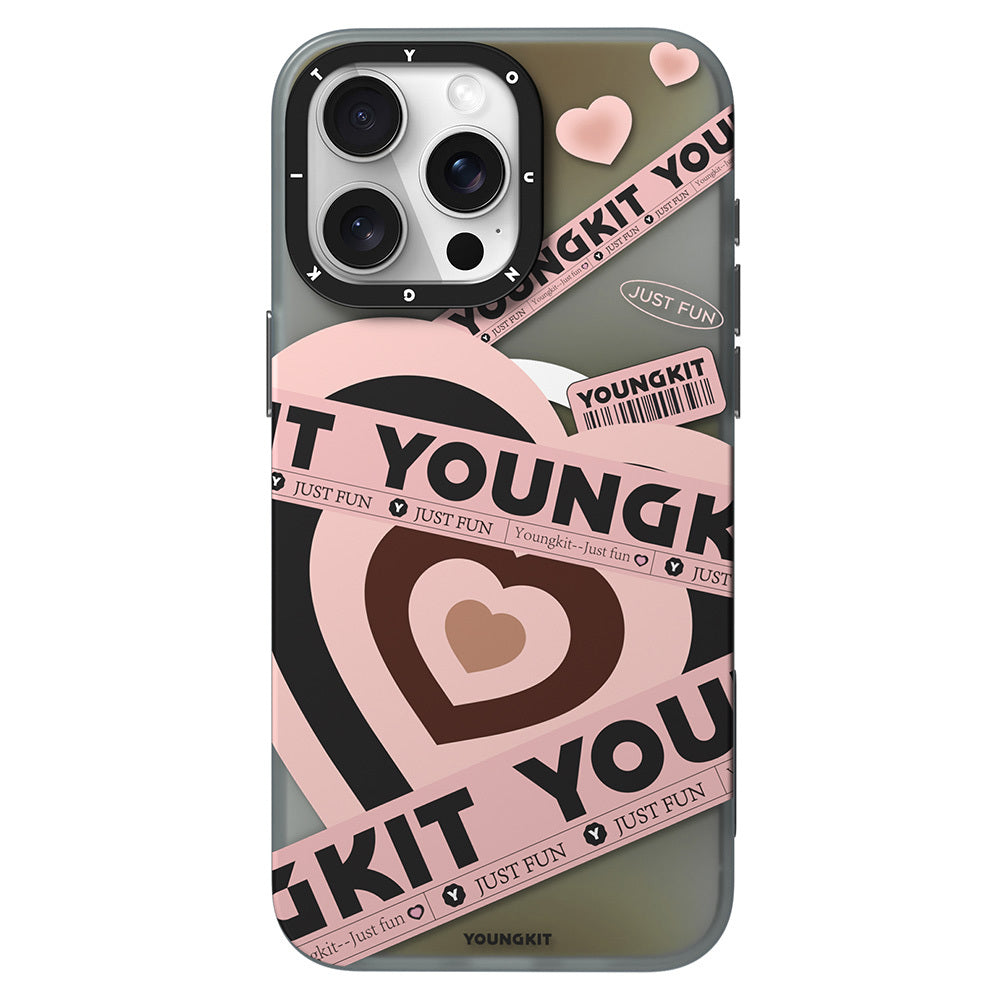 Apple iPhone 15 Pro Max Kılıf Magsafe Şarj Özellikli Airbagli Çift Katmanlı Youngkit Flipped Serisi Kapak Pembe