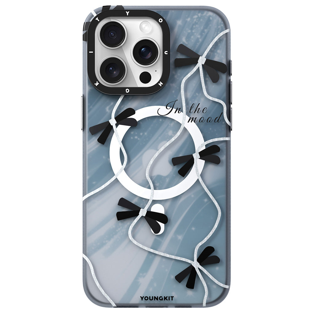 iPhone 15 Pro Max Kılıf M-safe Şarj Özellikli Airbagli Çift Katmanlı Youngkit Star&Butterfly Serisi Kılıf