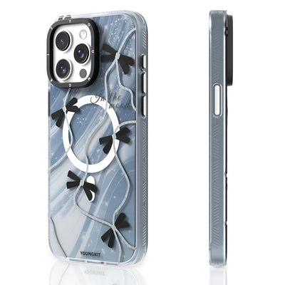Apple iPhone 15 Pro Max Kılıf Magsafe Şarj Özellikli Airbagli Çift Katmanlı Youngkit Star&Butterfly Serisi Kapak Mor