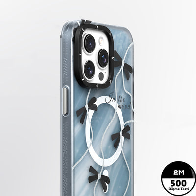 Apple iPhone 15 Pro Max Kılıf Magsafe Şarj Özellikli Airbagli Çift Katmanlı Youngkit Star&Butterfly Serisi Kapak Gri