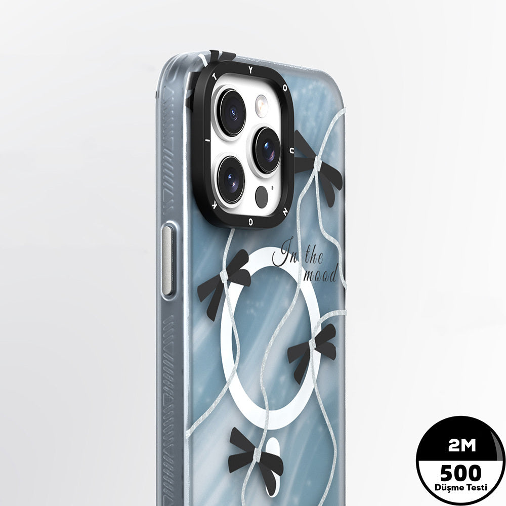 Apple iPhone 15 Pro Max Kılıf Magsafe Şarj Özellikli Airbagli Çift Katmanlı Youngkit Star&Butterfly Serisi Kapak Mor