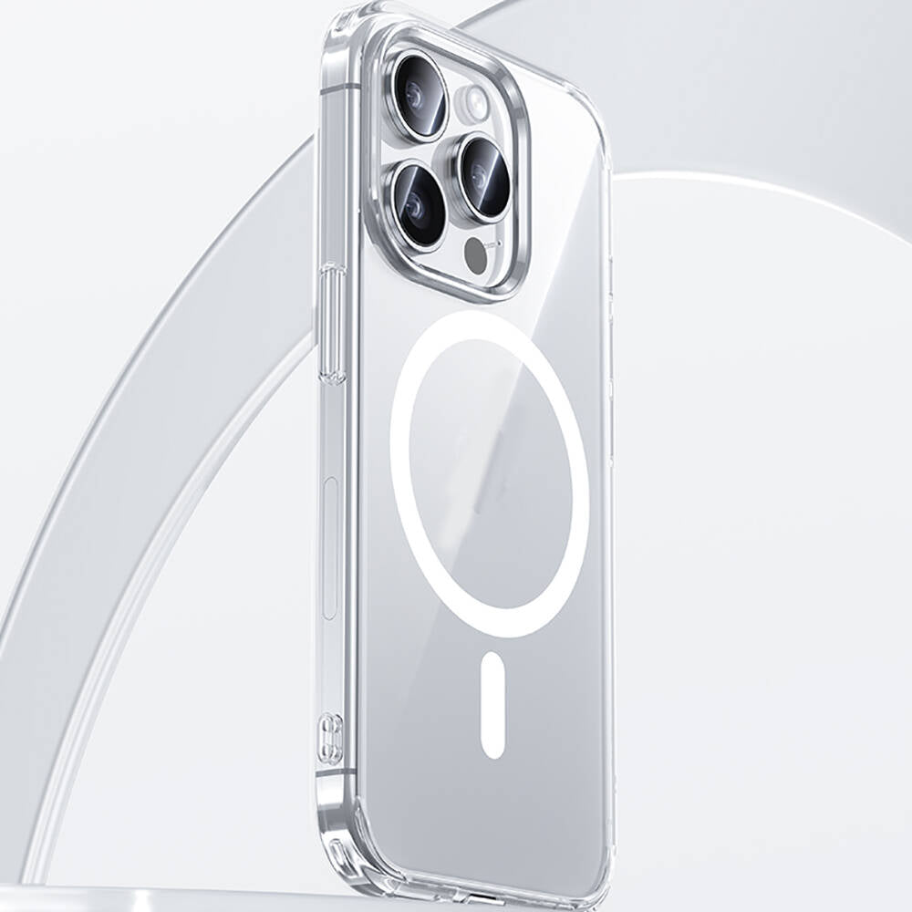 Apple iPhone 15 Pro Max Kılıf Magsafe Şarj Özellikli Airbagli Şeffaf Benks LucentPro Serisi Kapak Şeffaf