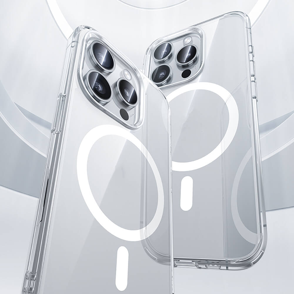 Apple iPhone 15 Pro Max Kılıf Magsafe Şarj Özellikli Airbagli Şeffaf Benks LucentPro Serisi Kapak Şeffaf