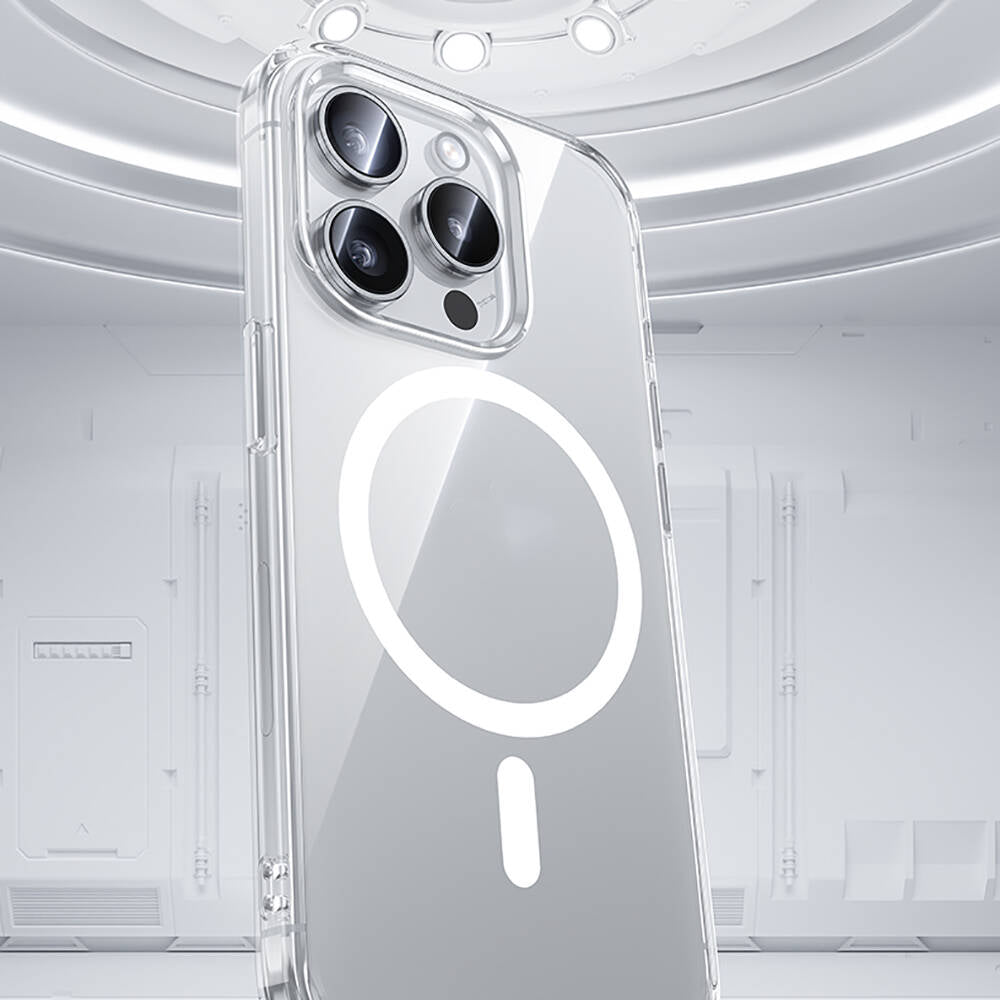 Apple iPhone 15 Pro Max Kılıf Magsafe Şarj Özellikli Airbagli Şeffaf Benks LucentPro Serisi Kapak Şeffaf