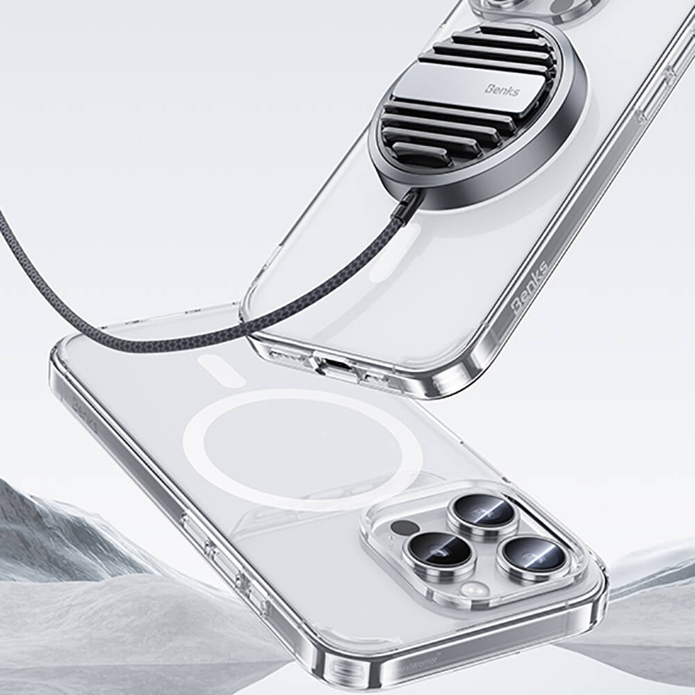 Apple iPhone 15 Pro Max Kılıf Magsafe Şarj Özellikli Airbagli Şeffaf Benks LucentPro Serisi Kapak Şeffaf
